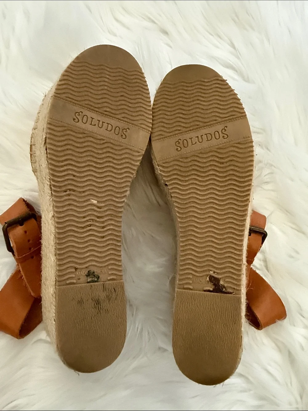 Soludos Tan Leather Espadrille Sandal with Ankle Strap Size 8